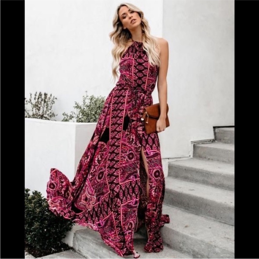 Vici Elegant Paisley Maxi Dress - Pink size small